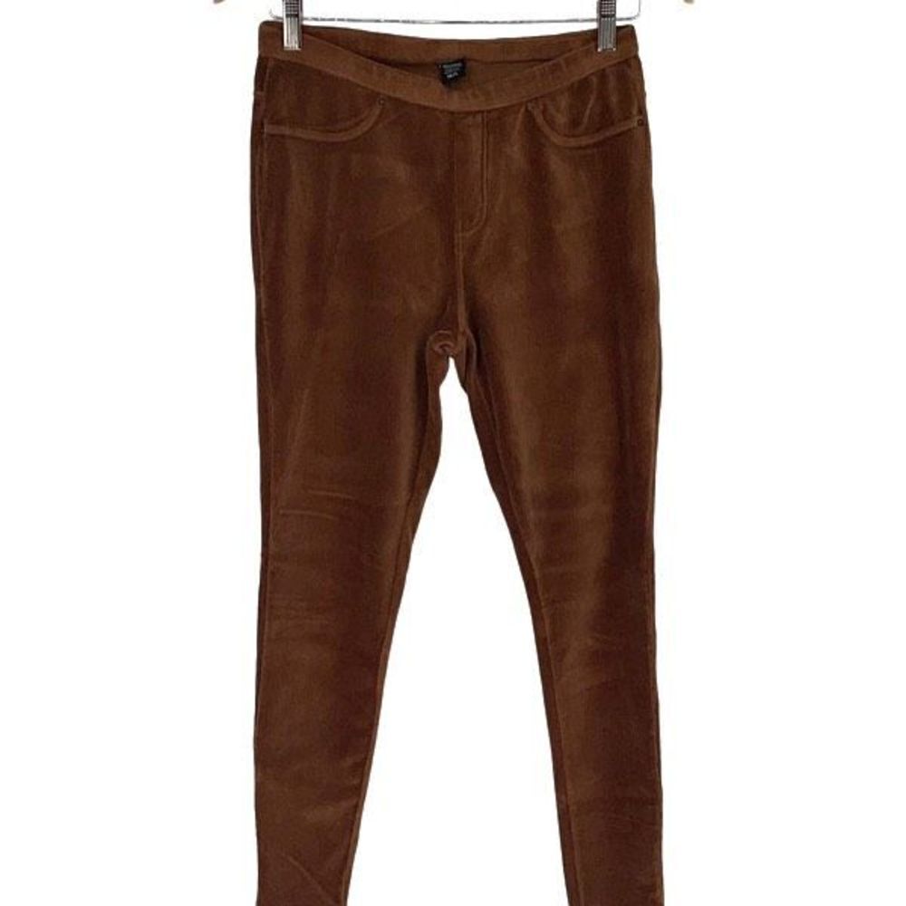 Memoi Womens Thin-Rib Slim-Cut Stretch Corduroy Leggings Brown‎ Size M/L